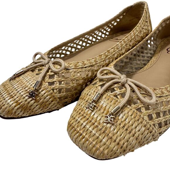 Sam Edelman Ballet Flats Women's 7.5 Woven Raffia Bow Beach Boho - Picture 3 of 16